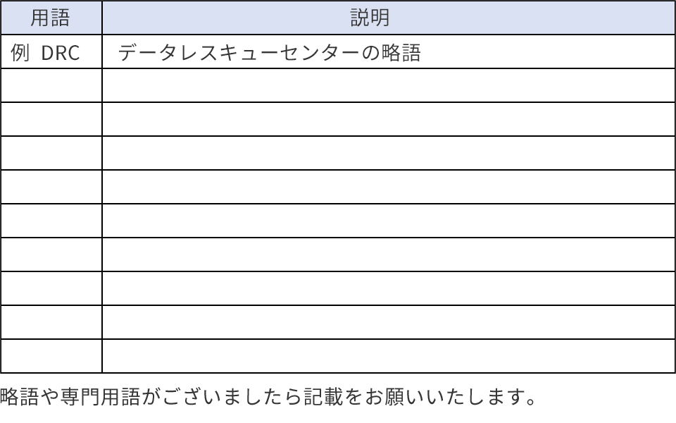 専門用語や略語の表